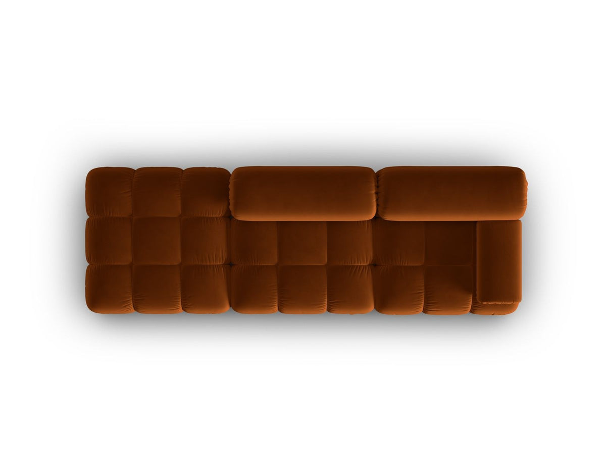 Cortina Samt-Modulsofa links 4-Sitzer 94cm von Cosmopolitan Design in Pink-Bluvel mit Massivholzrahmen und schwarzen Kunststoffbeinen.