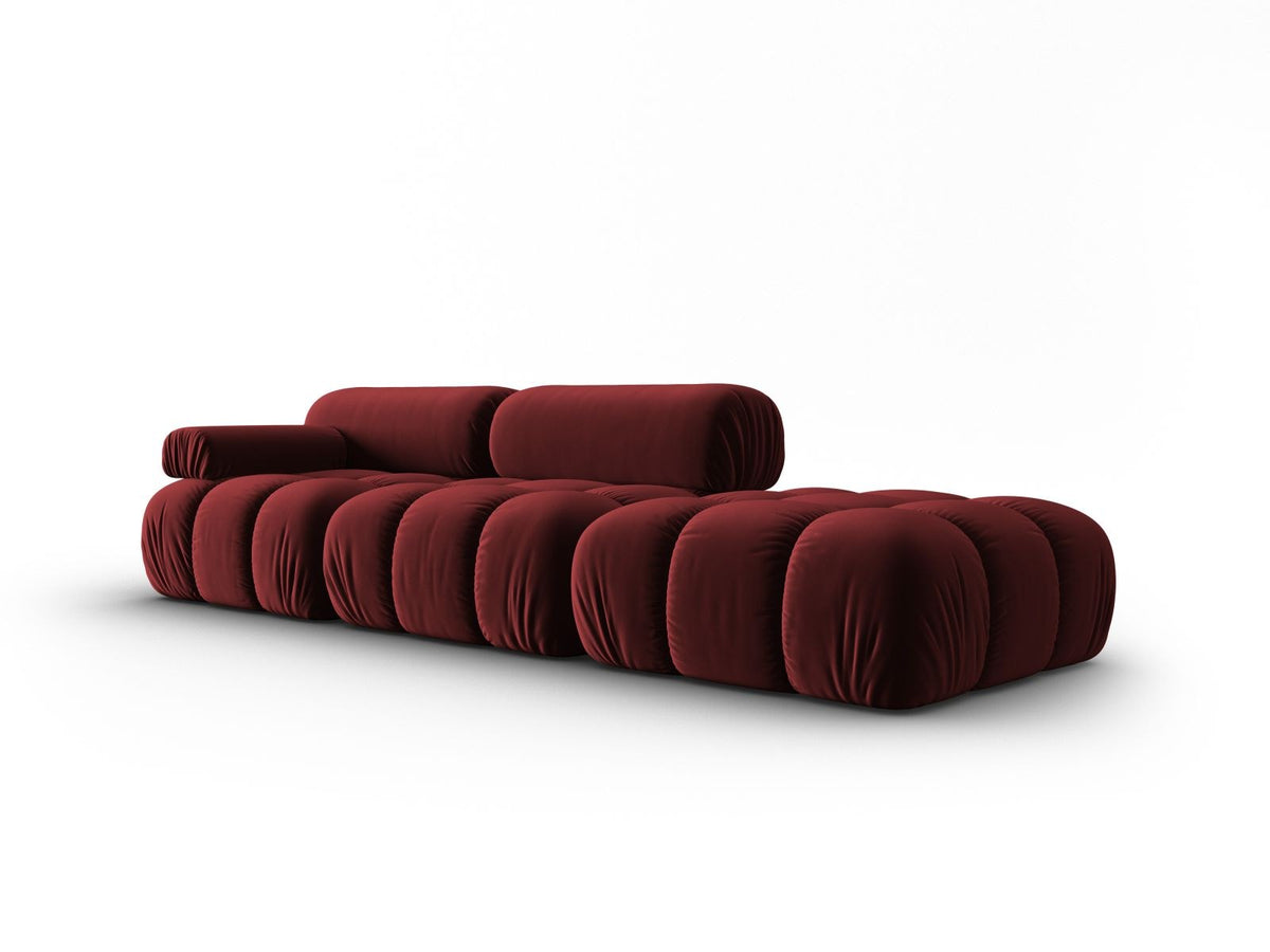 Cortina Samt-Modulsofa links 4-Sitzer 94cm von Cosmopolitan Design in Pink-Bluvel mit Massivholzrahmen und schwarzen Kunststoffbeinen.