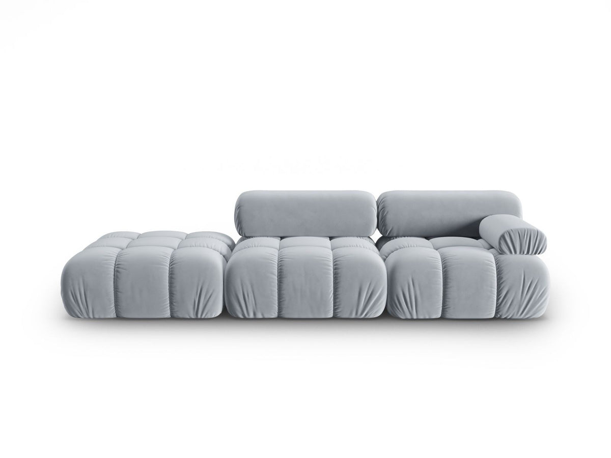 Cortina Samt-Modulsofa links 4-Sitzer 94cm von Cosmopolitan Design in Pink-Bluvel mit Massivholzrahmen und schwarzen Kunststoffbeinen.