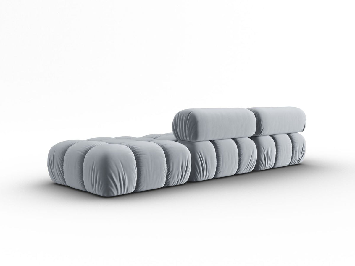 Cortina Samt-Modulsofa links 4-Sitzer 94cm von Cosmopolitan Design in Pink-Bluvel mit Massivholzrahmen und schwarzen Kunststoffbeinen.