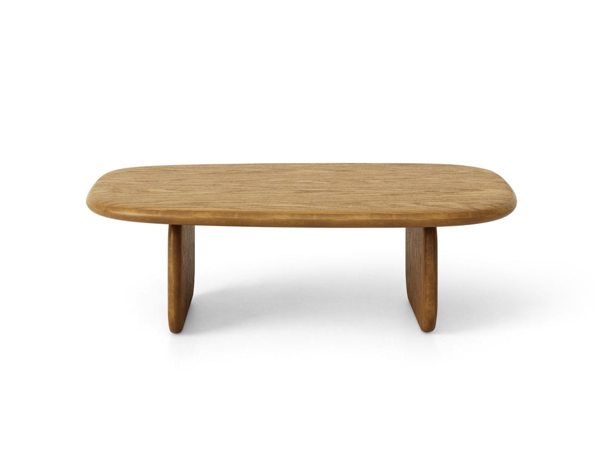 Rechteckiger Couchtisch Sora mit Eichenfurnier in Black Oak-Wood, Holzbeine, gebürstete und lackierte Oberfläche, moderne Form.