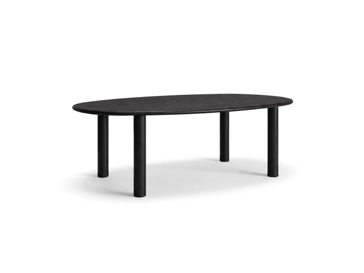 Sines Esstisch von Cosmopolitan Design mit Eichenfurnier in Black Oak-Wood, rechteckige Tischplatte auf Holzbeinen, Masse 180x100x76cm