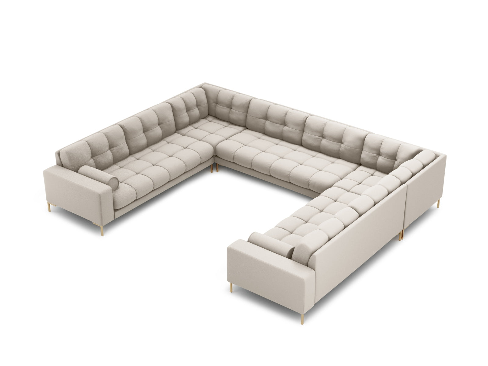Elegantes 9-Sitzer Ecksofa Bali in sanftem Beige, perfekt für große Räume und gesellige Zusammenkünfte.