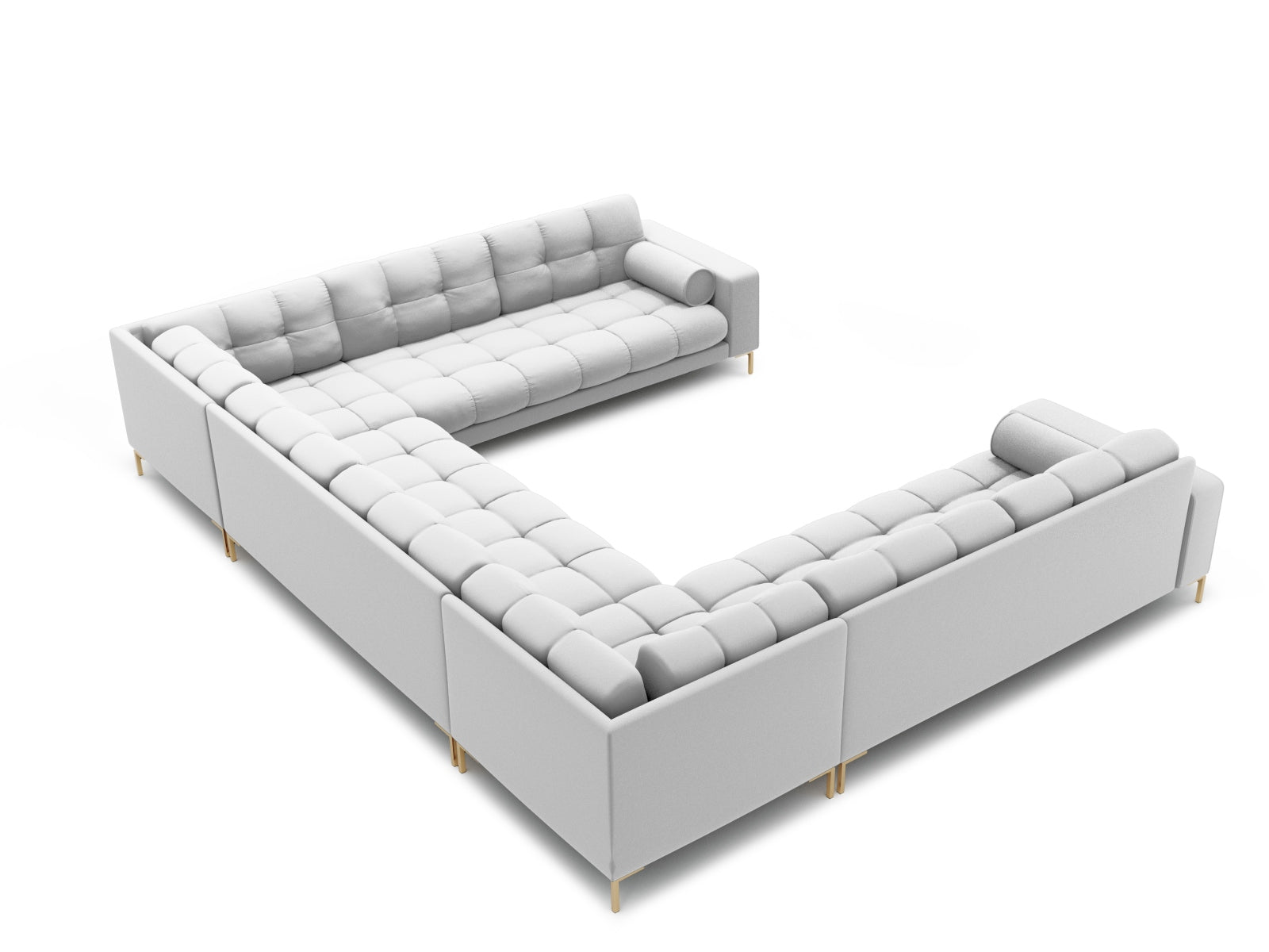 Geräumiges 9-Sitzer Panoramic Sofa Bali in stilvollem Grau, perfekt für gesellige Zusammenkünfte und gemütliche Stunden im Wohnzimmer.