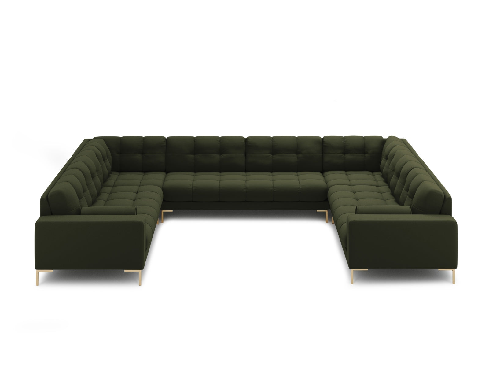 Geräumiges 9-Sitzer Panoramic Sofa Bali in modernem Grünton, perfekt für entspannte Zusammenkünfte und stilvolle Wohnräume.