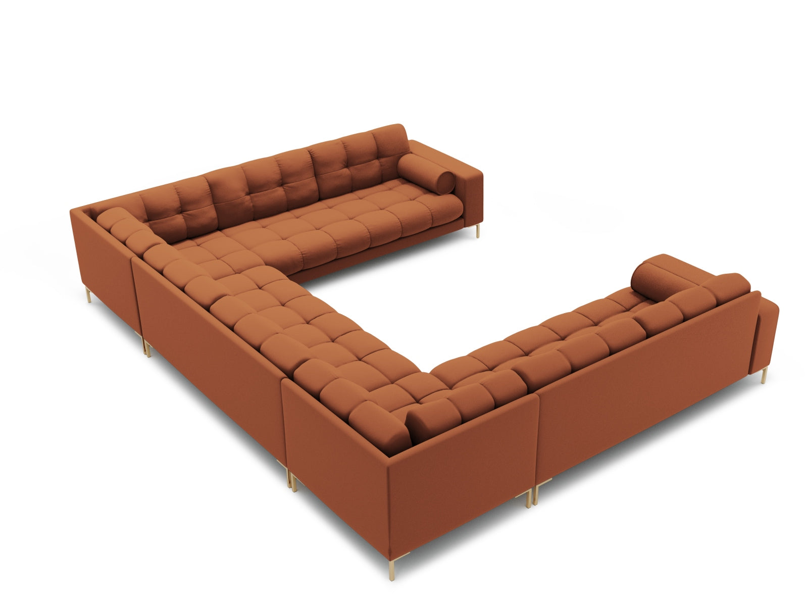 Geräumiges 9-Sitzer Panoramic Sofa Bali in stilvollem Brick-Neve, perfekt für entspannte Zusammenkünfte und zeitgemäße Einrichtung.