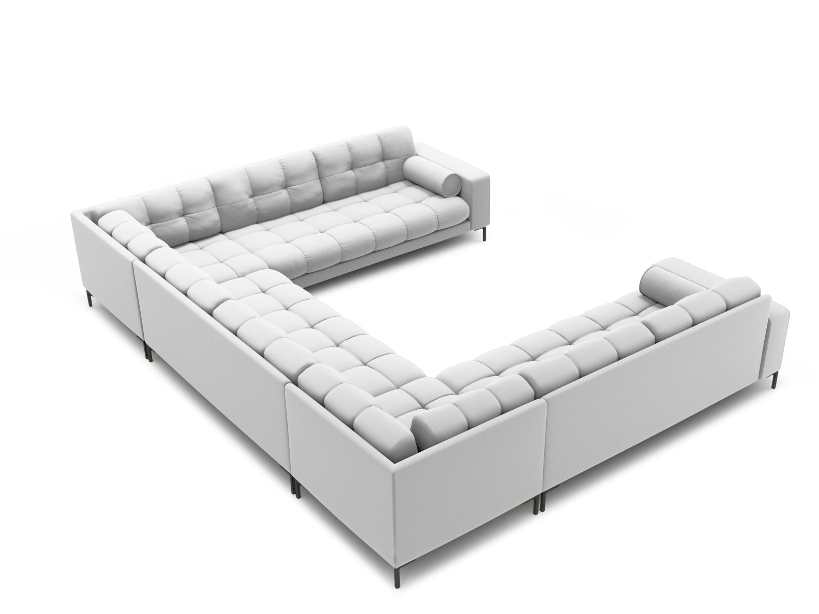 Elegantes 9-Sitzer Ecksofa Bali in stilvollem Grau, ideal für entspannte Abende und gesellige Runden im modernen Wohnambiente.