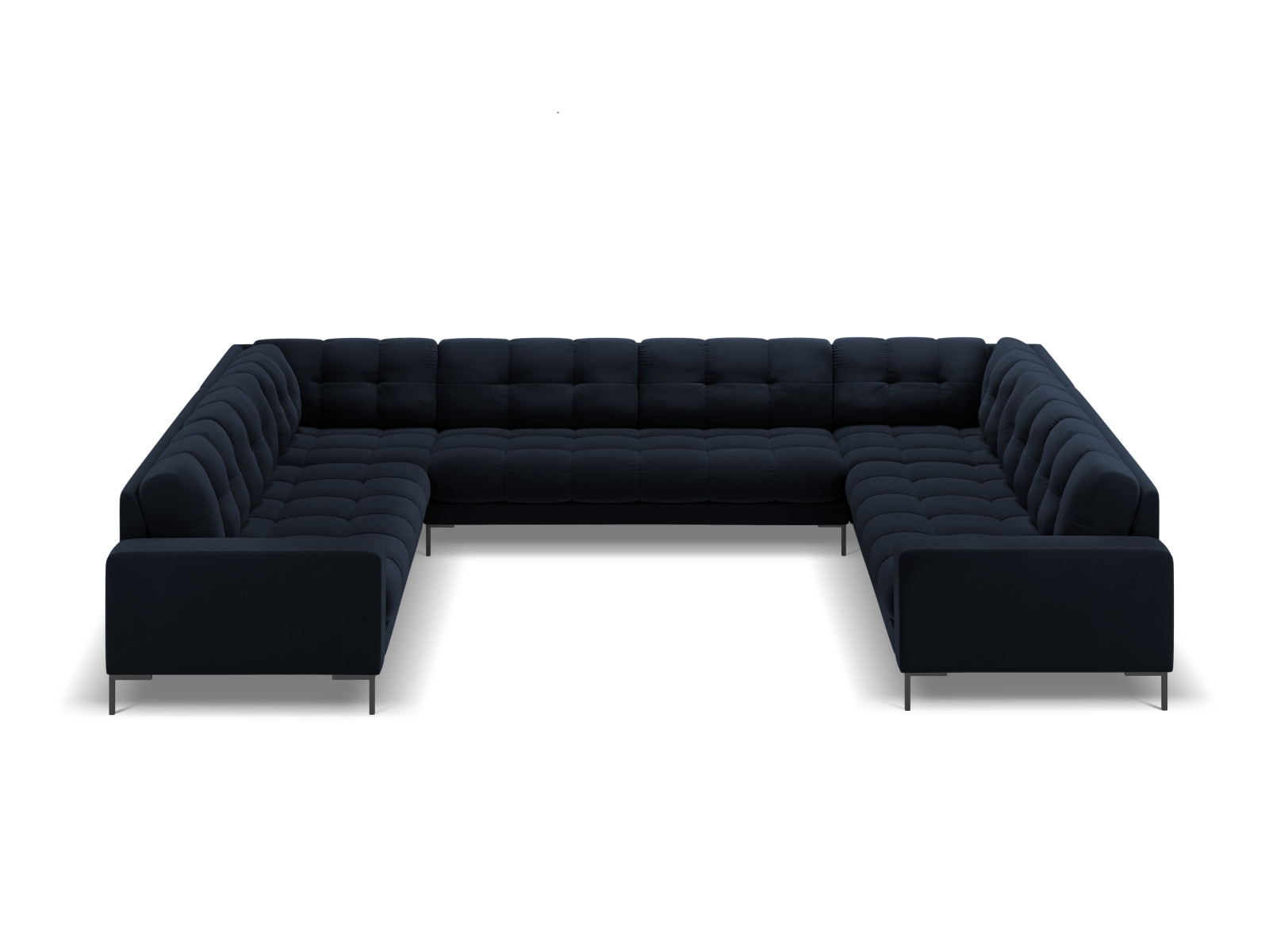 Elegantes 9-Sitzer Ecksofa Bali in Dunkelblau, ideal für großzügige Wohnräume, von Cosmopolitan Design.