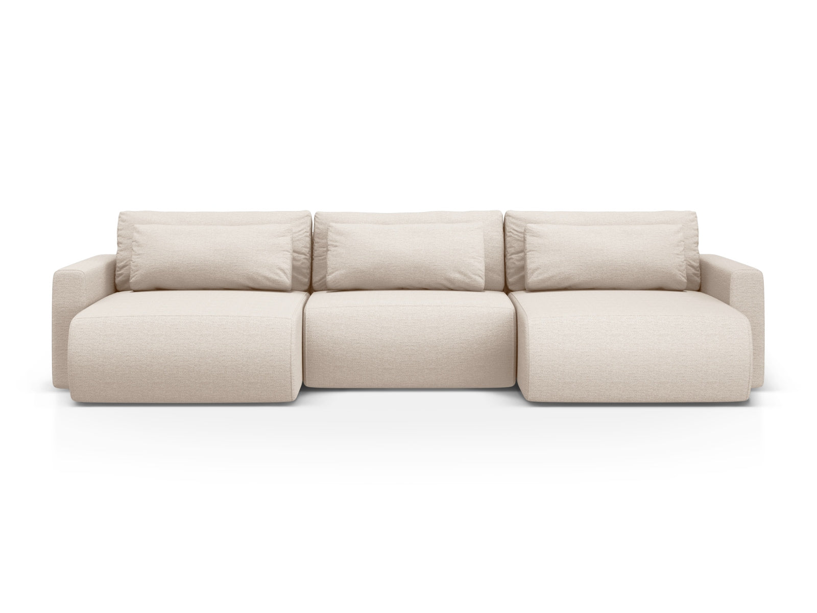 Belfast Panoramic Sofa mit Stauraum und Schlaffunktion 4 Sitzer in Beige präsentiert im Onlineshop von KAQTU Design AG. 5er Sofa ist von Cosmopolitan Design