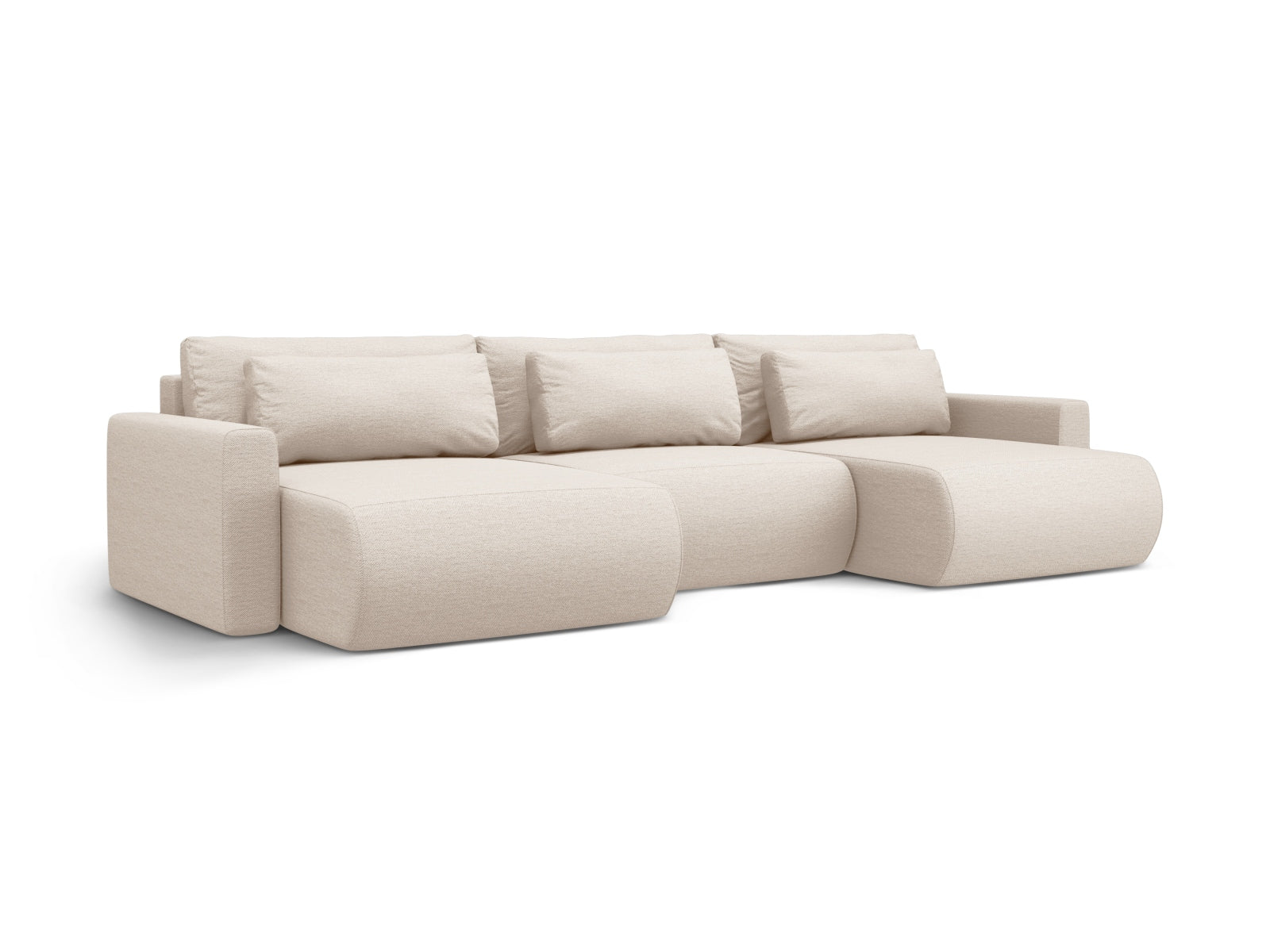 Beige Belfast Panoramic Sofa mit Stauraum und Schlaffunktion für 4 Personen, stilvolles Design von Cosmopolitan Design, ideal für moderne Wohnräume.