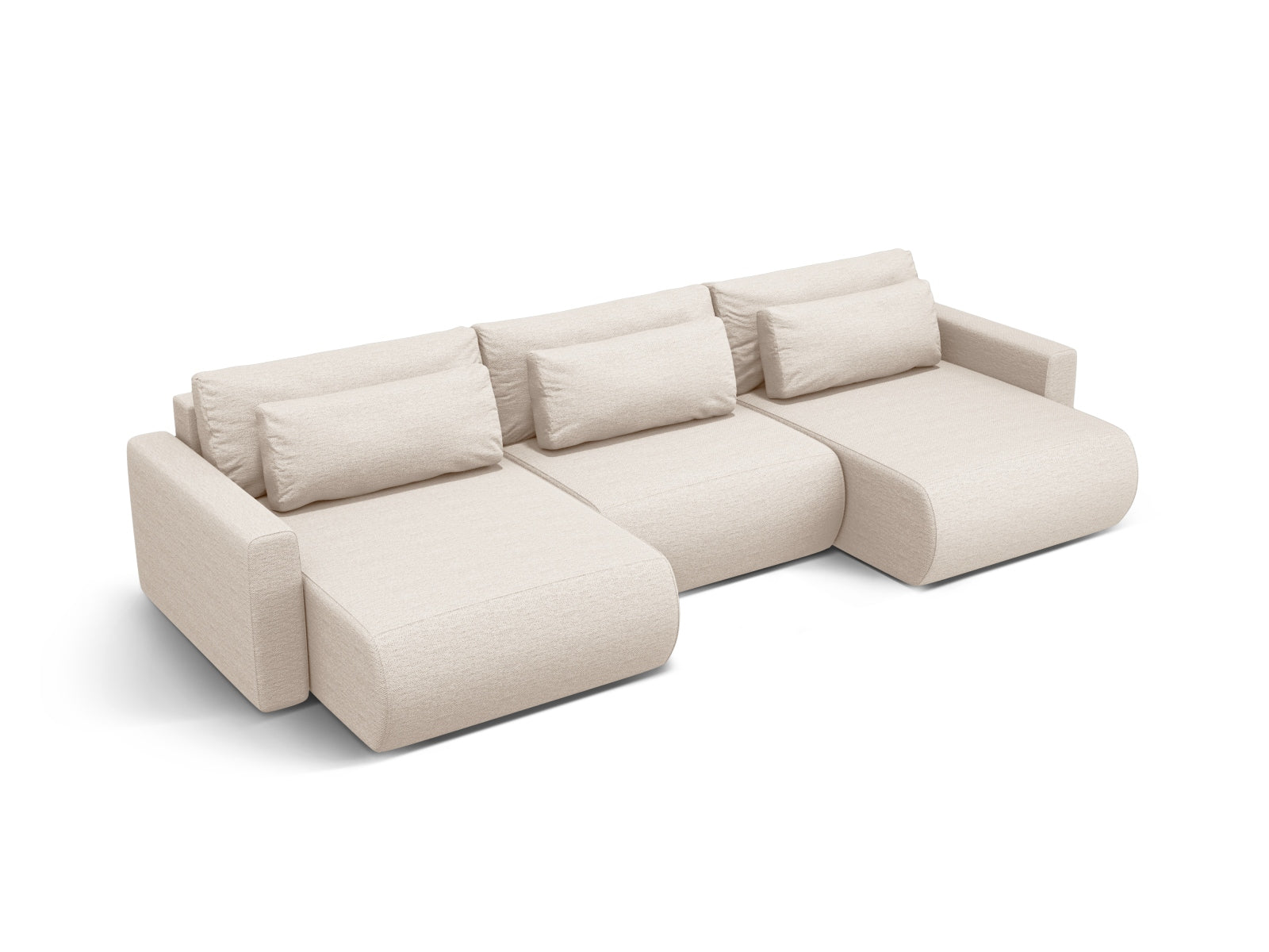 Beige 4-Sitzer Belfast Panoramic Sofa mit Stauraum und Schlaffunktion, elegantes Design von Cosmopolitan Design, perfekt für zeitgemäße Wohnkonzepte.