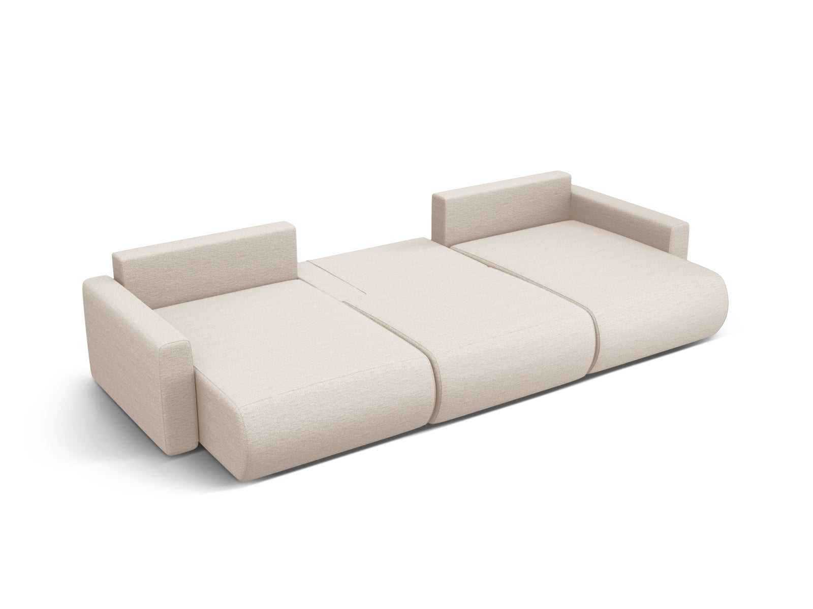 Beige Belfast Panoramic Sofa für 4 Personen, mit Stauraum und Schlaffunktion, stilvolles Möbelstück von Cosmopolitan Design für moderne Wohnräume.