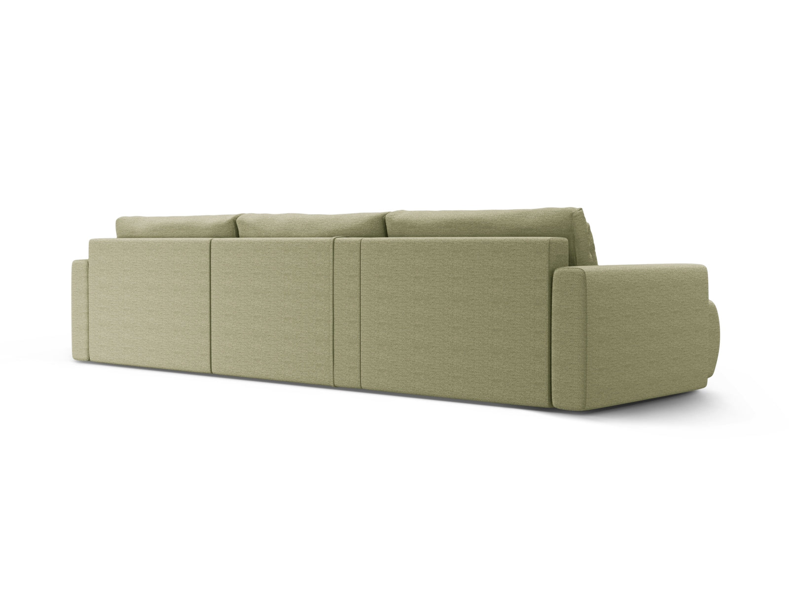 Elegantes Belfast Panoramic Sofa in Olive-Heritage, 4-Sitzer mit cleverem Stauraum und umwandelbarer Schlaffunktion für komfortable Entspannung.
