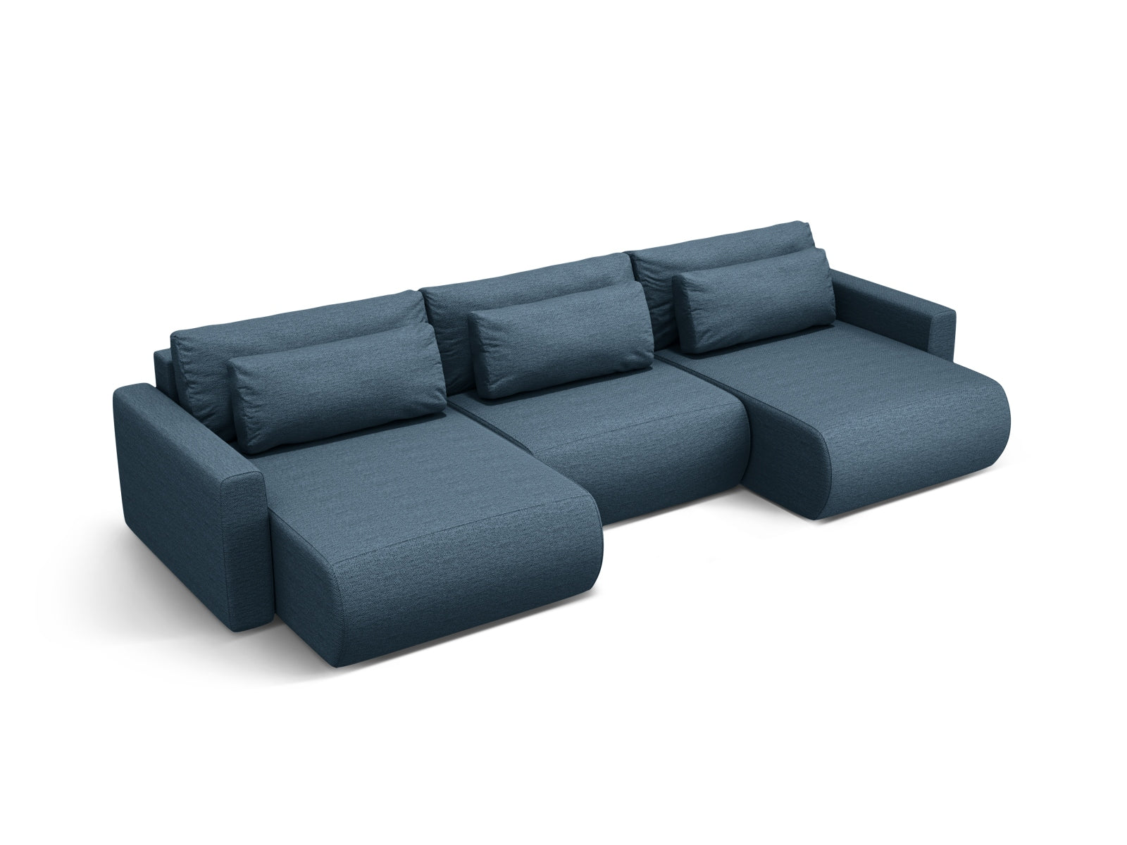 Stilvolles Belfast Panoramic Sofa in Blue-Heritage, 4-Sitzer mit praktischem Stauraum und ausziehbarer Schlaffunktion für vielseitige Nutzung.