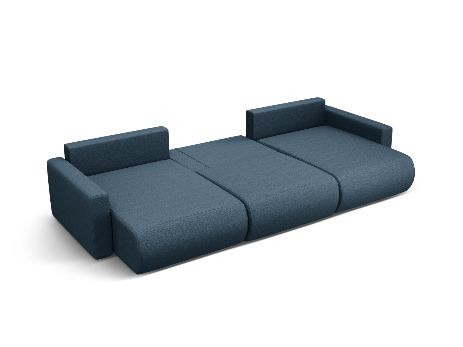 Elegantes Belfast Panoramic Sofa in Blue-Heritage, 4-Sitzer mit cleverem Stauraum und komfortabler Schlaffunktion für Gäste.