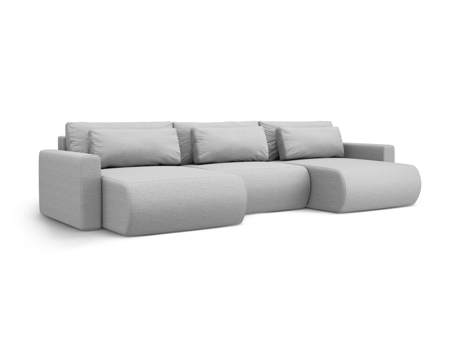 Elegantes Belfast Panoramic Sofa in Hellgrau mit Stauraum und Schlaffunktion, ideal für moderne Wohnräume und gemütliche Abende.