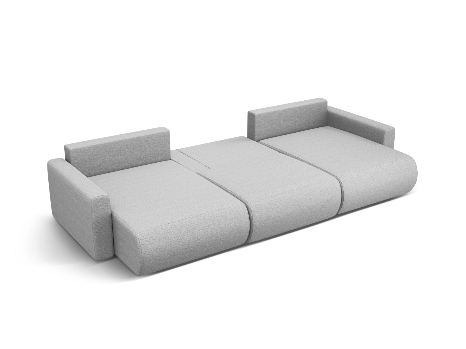 Elegantes Belfast Panoramic Sofa für 4 Personen in dezentem Grau, ideal für stilvolle Wohnräume, mit integriertem Stauraum und Schlafoption.