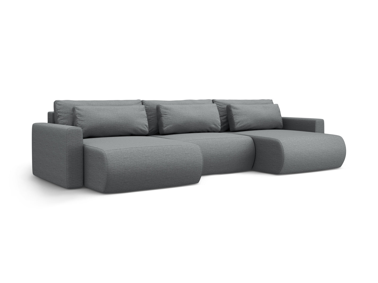 Elegantes Belfast Panoramic Sofa in Grau mit Stauraum und Schlaffunktion, ideal für stilvolle Wohnräume und entspannte Nächte.