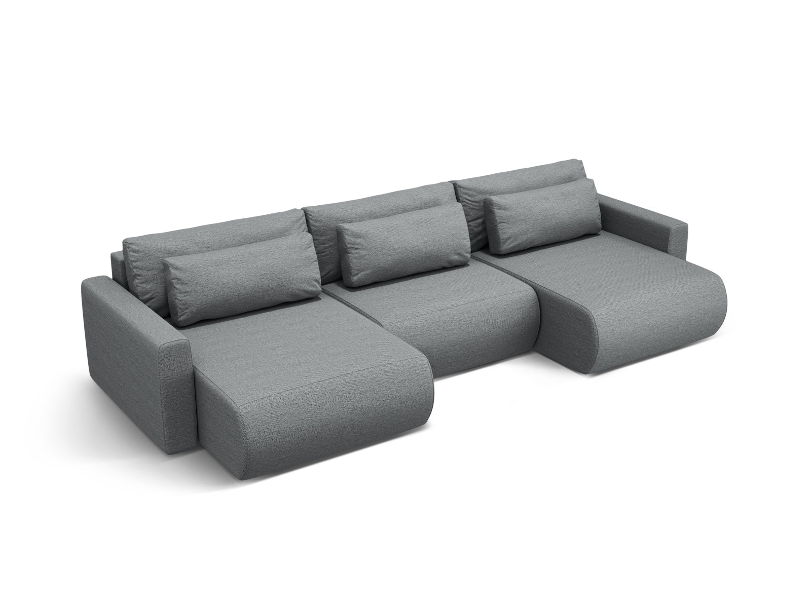 Modernes 4-Sitzer Belfast Panoramic Sofa in Grau, bietet praktischen Stauraum und eine bequeme Schlaffunktion für vielseitige Nutzung.