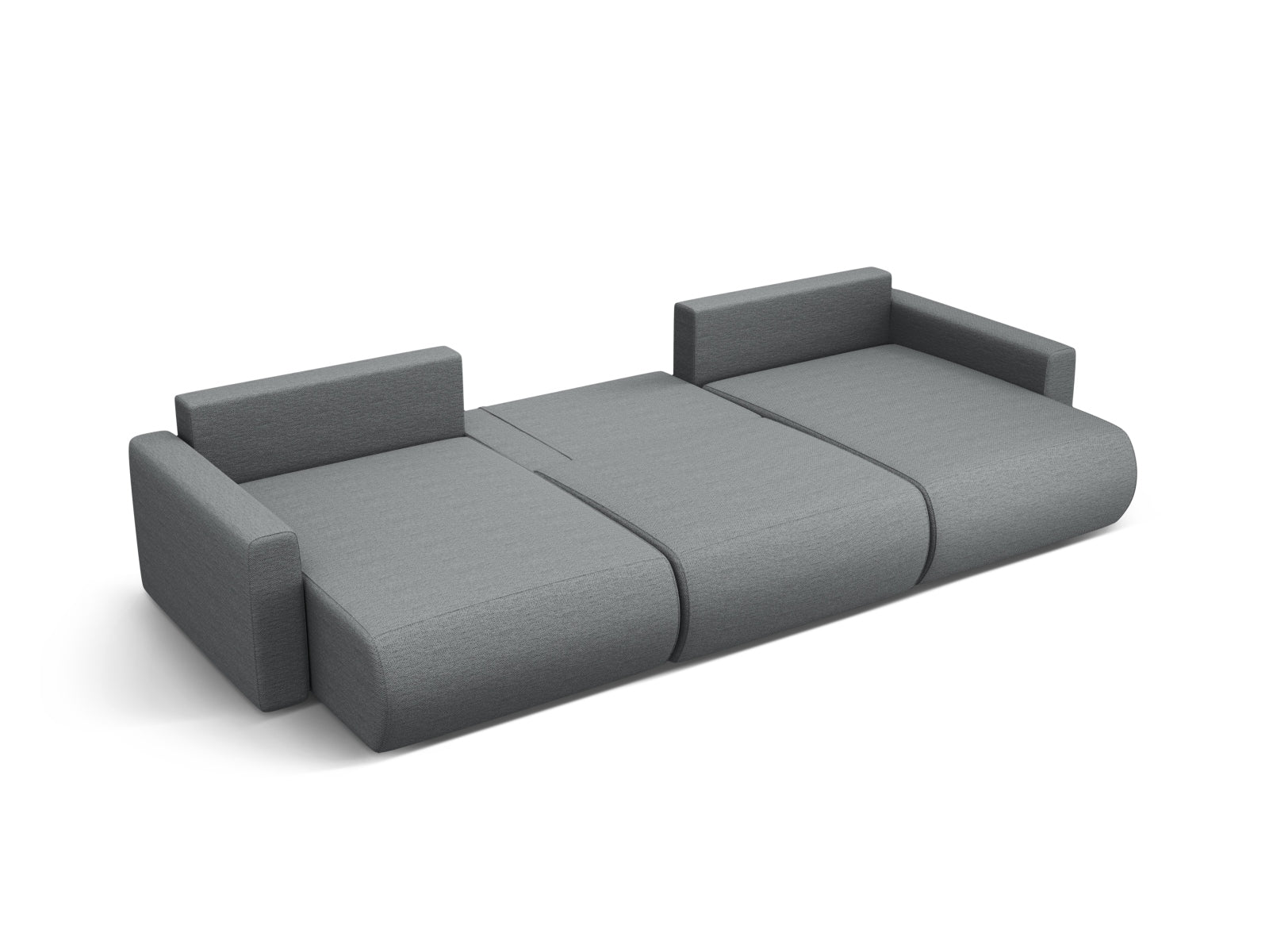 Elegantes Belfast Panoramic Sofa in Grau, ideal für Wohnräume. Mit Stauraum und Schlaffunktion für zusätzlichen Komfort und Flexibilität.
