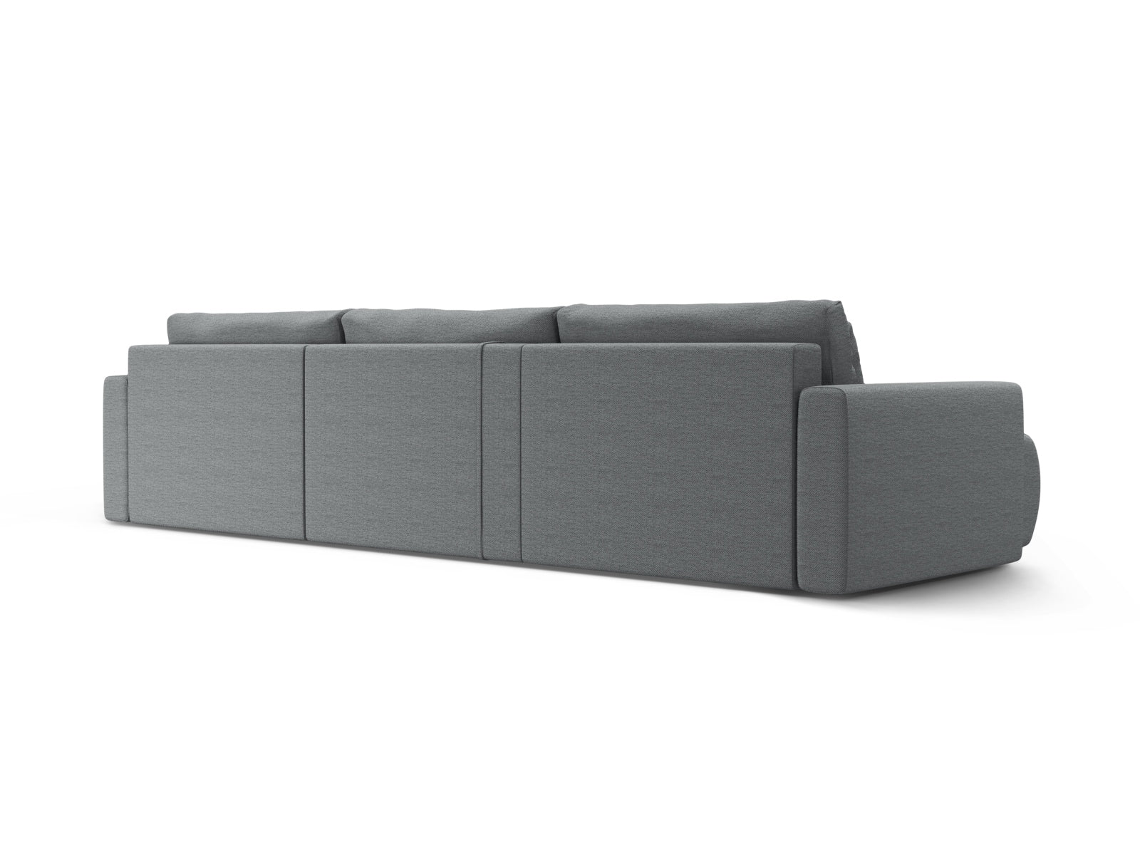 Elegantes Belfast Panoramic Sofa für 4 Personen in Grau, kombiniert Funktionalität mit modernem Design, inklusive Stauraum und Schlaffunktion.