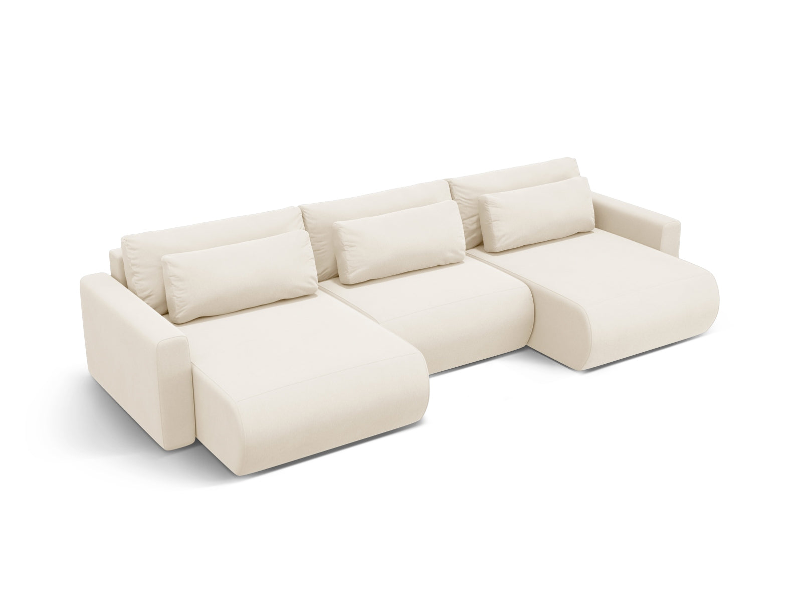 Elegantes Belfast Velour Panoramic Sofa in Ivory, 4-Sitzer mit cleverem Stauraum und komfortabler Schlaffunktion für Gäste.