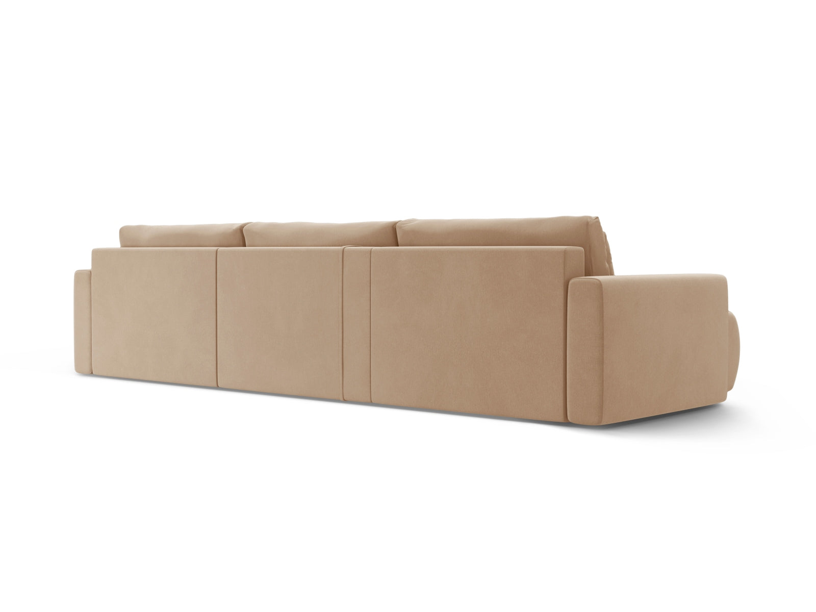 Erleben Sie das elegante Belfast Velour Panoramic Sofa von Cosmopolitan Design – ein vielseitiger 4-Sitzer mit Schlaffunktion und cleverem Stauraum.