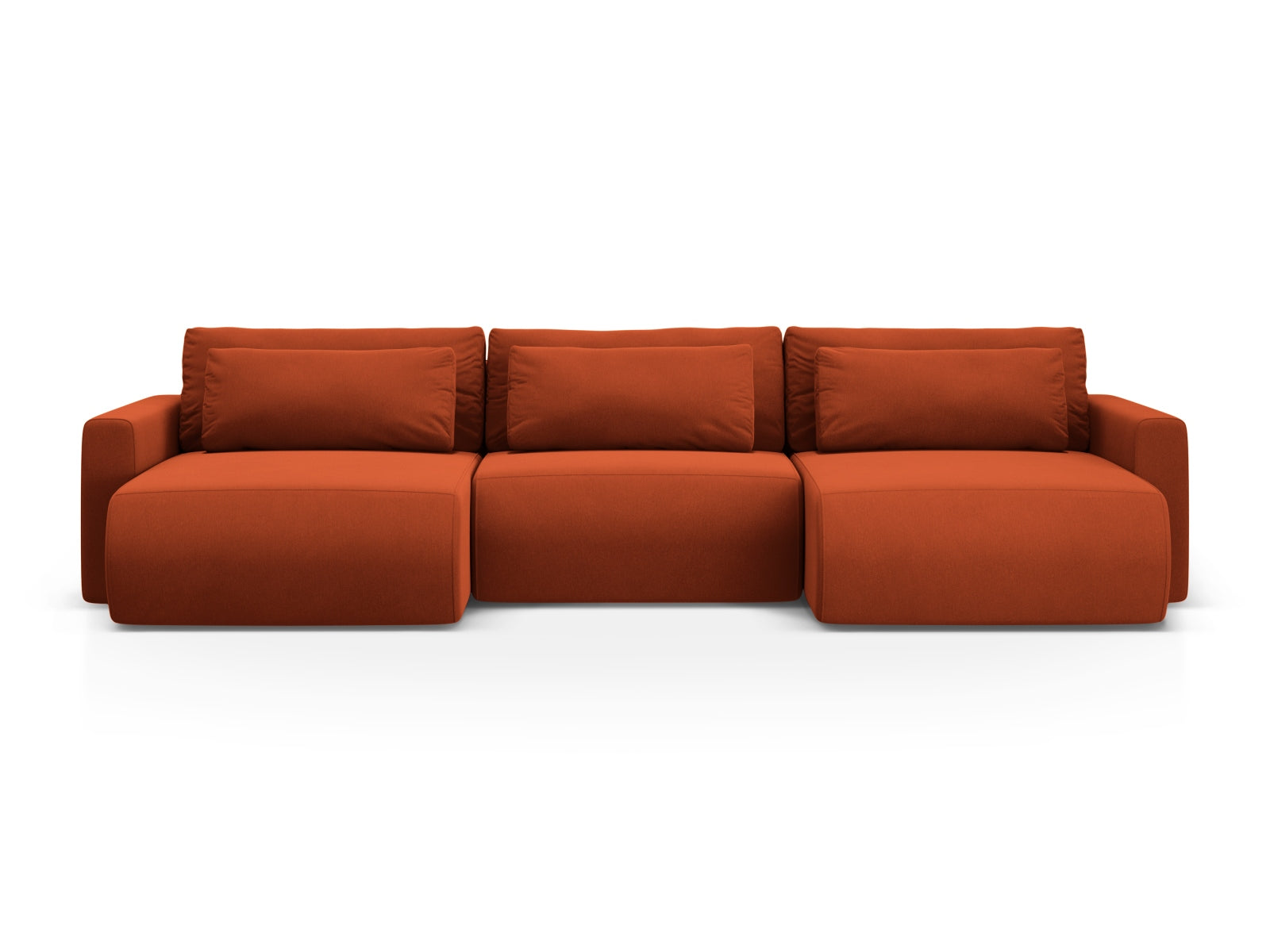 Belfast Velour Panoramic Sofa mit Stauraum und Schlaffunktion 4 Sitzer in Auburn-Magic Velvet präsentiert im Onlineshop von KAQTU Design AG. Bettsofa ist von Cosmopolitan Design