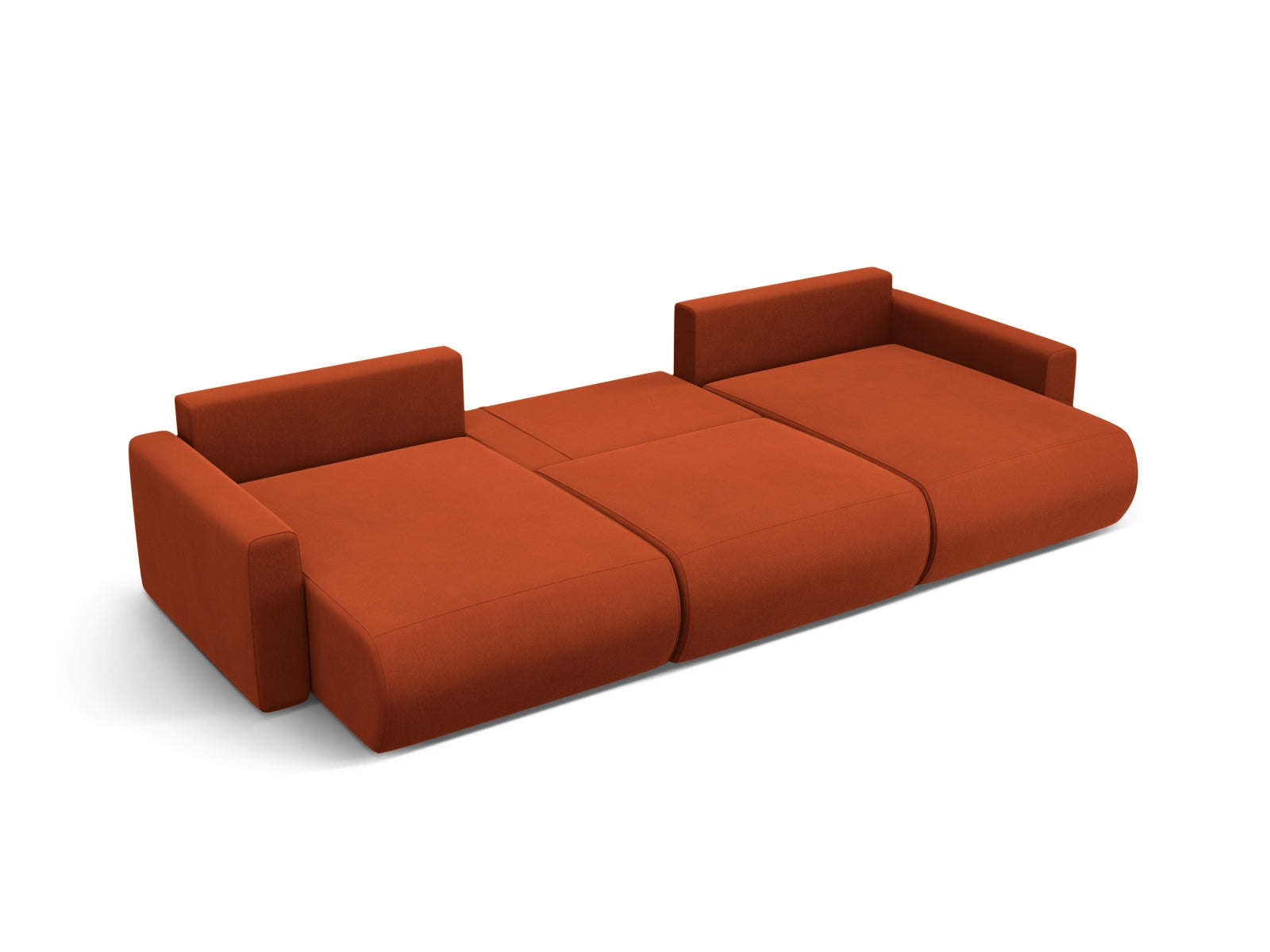 Erleben Sie das elegante Belfast Velour Panoramic Sofa von Cosmopolitan Design – ein vielseitiger 4-Sitzer mit Schlaffunktion und cleverem Stauraum.