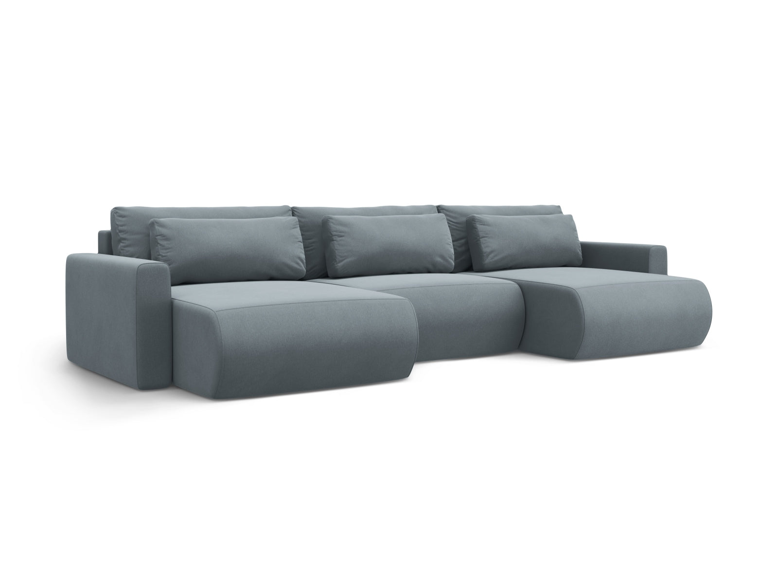 Erleben Sie das elegante Belfast Velour Panoramic Sofa von Cosmopolitan Design – ein vielseitiger 4-Sitzer mit Schlaffunktion und cleverem Stauraum.
