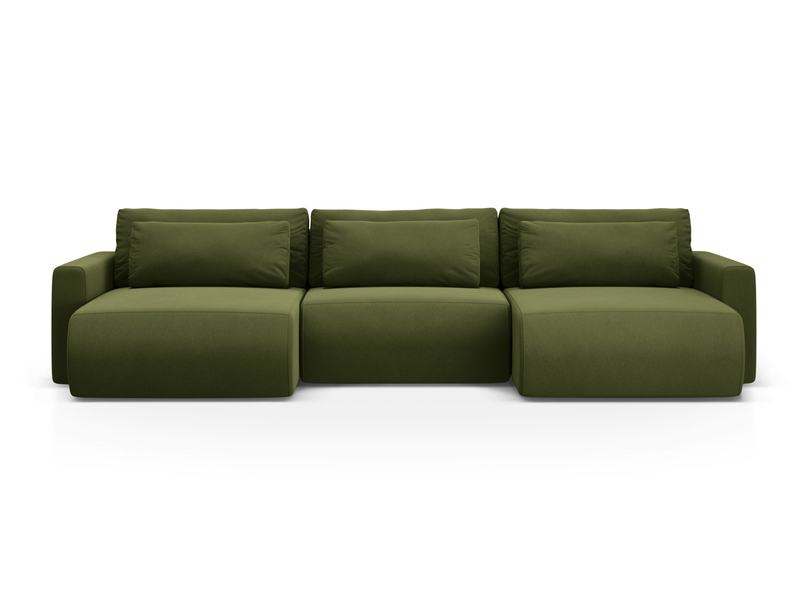 Belfast Velour Panoramic Sofa mit Stauraum und Schlaffunktion 4 Sitzer in Army Green-Magic Velvet präsentiert im Onlineshop von KAQTU Design AG. Bettsofa ist von Cosmopolitan Design