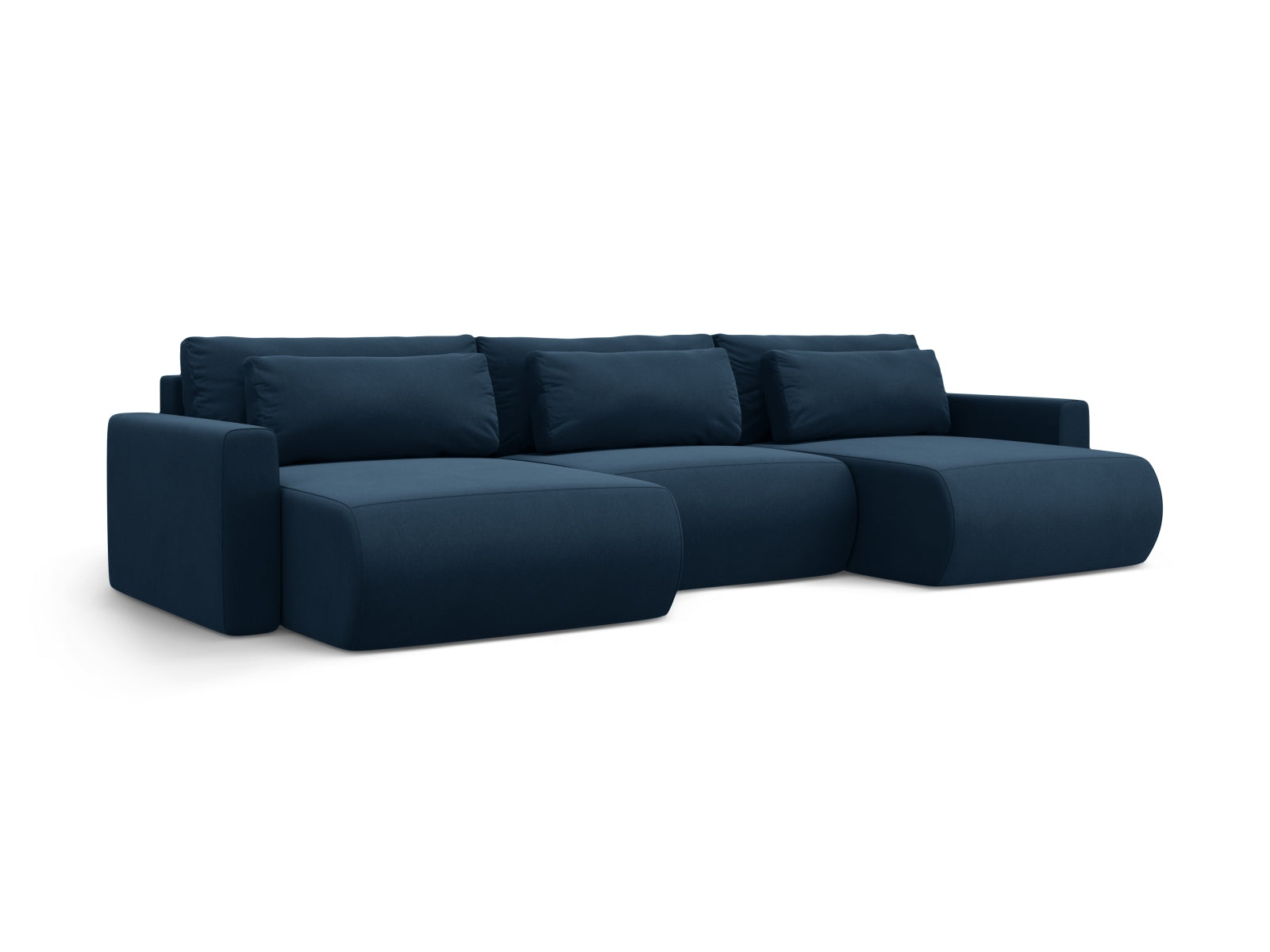Luxuriöses Belfast Velour Panoramic Sofa in Royal Blue, 4-Sitzer mit praktischem Stauraum und komfortabler Schlaffunktion für vielseitige Nutzung.