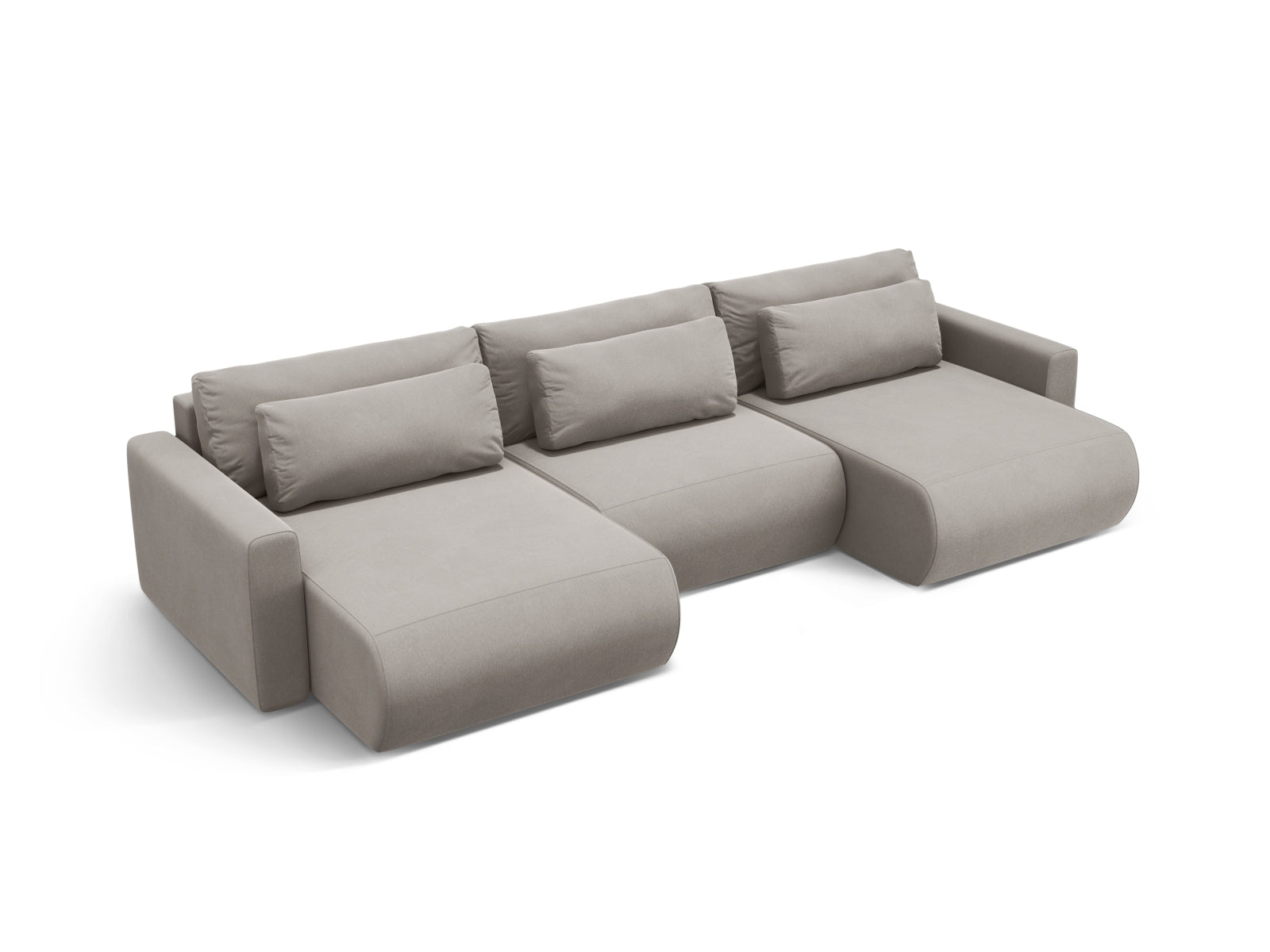 Entdecken Sie das stilvolle Belfast Velour Panoramic Sofa von Cosmopolitan Design – ein 4-Sitzer mit Schlafoption und praktischem Stauraum für Ihr Zuhause.