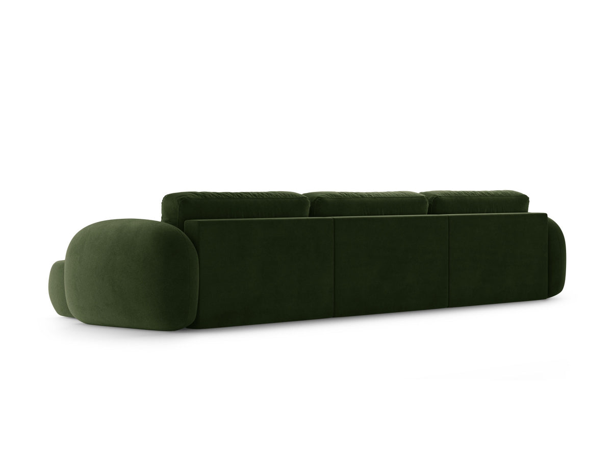 Tonale Velour Panoramic Ecksofa rechts mit Schlaffunktion und Stauraum 5 Sitzer in Army Green-Magic Velvet präsentiert im Onlineshop von KAQTU Design AG. Bettsofa rechts ist von Cosmopolitan Design