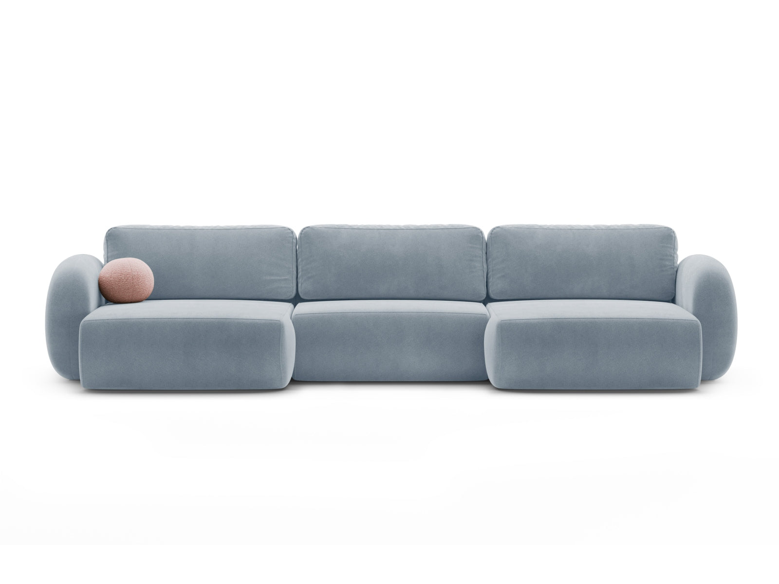 Tonale Velour Panoramic Ecksofa rechts mit Schlaffunktion und Stauraum 5 Sitzer in Blue Grey-Magic Velvet präsentiert im Onlineshop von KAQTU Design AG. Bettsofa rechts ist von Cosmopolitan Design