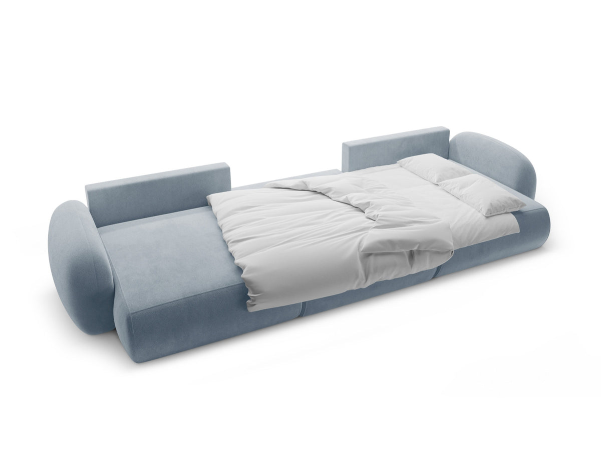 Tonale Velour Panoramic Ecksofa rechts mit Schlaffunktion und Stauraum 5 Sitzer in Blue Grey-Magic Velvet präsentiert im Onlineshop von KAQTU Design AG. Bettsofa rechts ist von Cosmopolitan Design