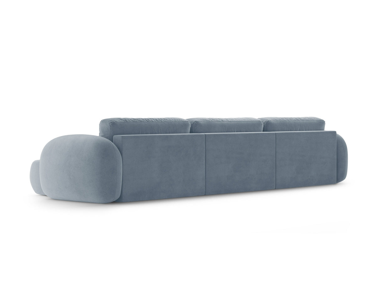 Tonale Velour Panoramic Ecksofa rechts mit Schlaffunktion und Stauraum 5 Sitzer in Blue Grey-Magic Velvet präsentiert im Onlineshop von KAQTU Design AG. Bettsofa rechts ist von Cosmopolitan Design