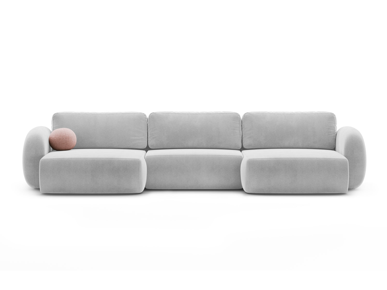 Tonale Velour Panoramic Ecksofa rechts mit Schlaffunktion und Stauraum 5 Sitzer in Grey-Magic Velvet präsentiert im Onlineshop von KAQTU Design AG. Bettsofa rechts ist von Cosmopolitan Design
