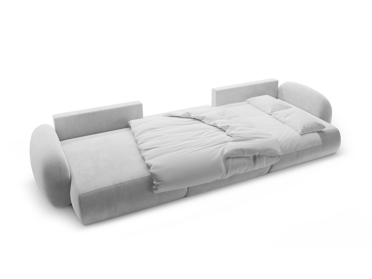Tonale Velour Panoramic Ecksofa rechts mit Schlaffunktion und Stauraum 5 Sitzer in Grey-Magic Velvet präsentiert im Onlineshop von KAQTU Design AG. Bettsofa rechts ist von Cosmopolitan Design