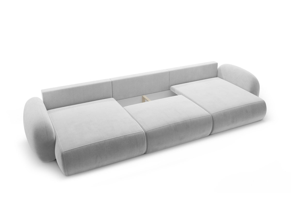 Tonale Velour Panoramic Ecksofa rechts mit Schlaffunktion und Stauraum 5 Sitzer in Grey-Magic Velvet präsentiert im Onlineshop von KAQTU Design AG. Bettsofa rechts ist von Cosmopolitan Design