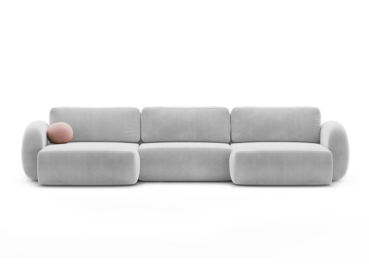 Tonale Velour Panoramic Ecksofa rechts mit Schlaffunktion und Stauraum 5 Sitzer in Grey-Magic Velvet präsentiert im Onlineshop von KAQTU Design AG. Bettsofa rechts ist von Cosmopolitan Design