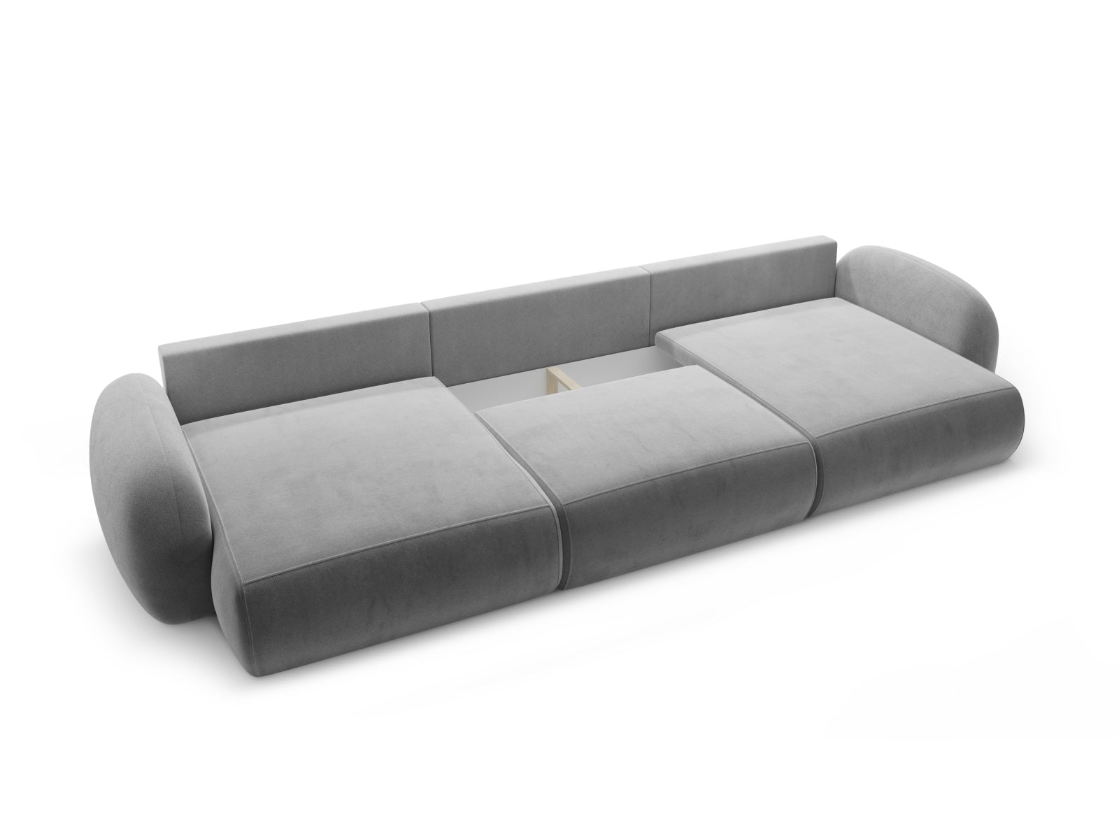 Elegantes, dunkelgraues Velours-Ecksofa mit Schlaffunktion und Stauraum, ideal für stilvolle Wohnräume und entspannte Nächte.