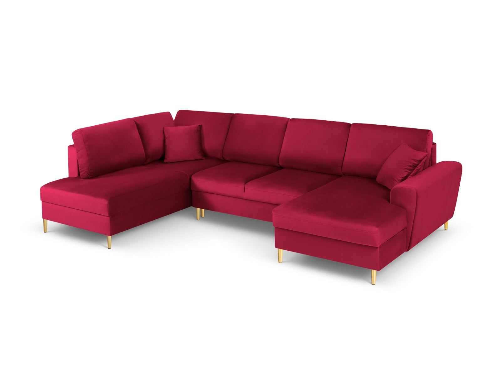 Kyoto Velour Panoramic Ecksofa links mit Stauraum und Schlaffunktion 7 Sitzer 194cm in Red präsentiert im Onlineshop von KAQTU Design AG. Ecksofa links ist von Cosmopolitan Design