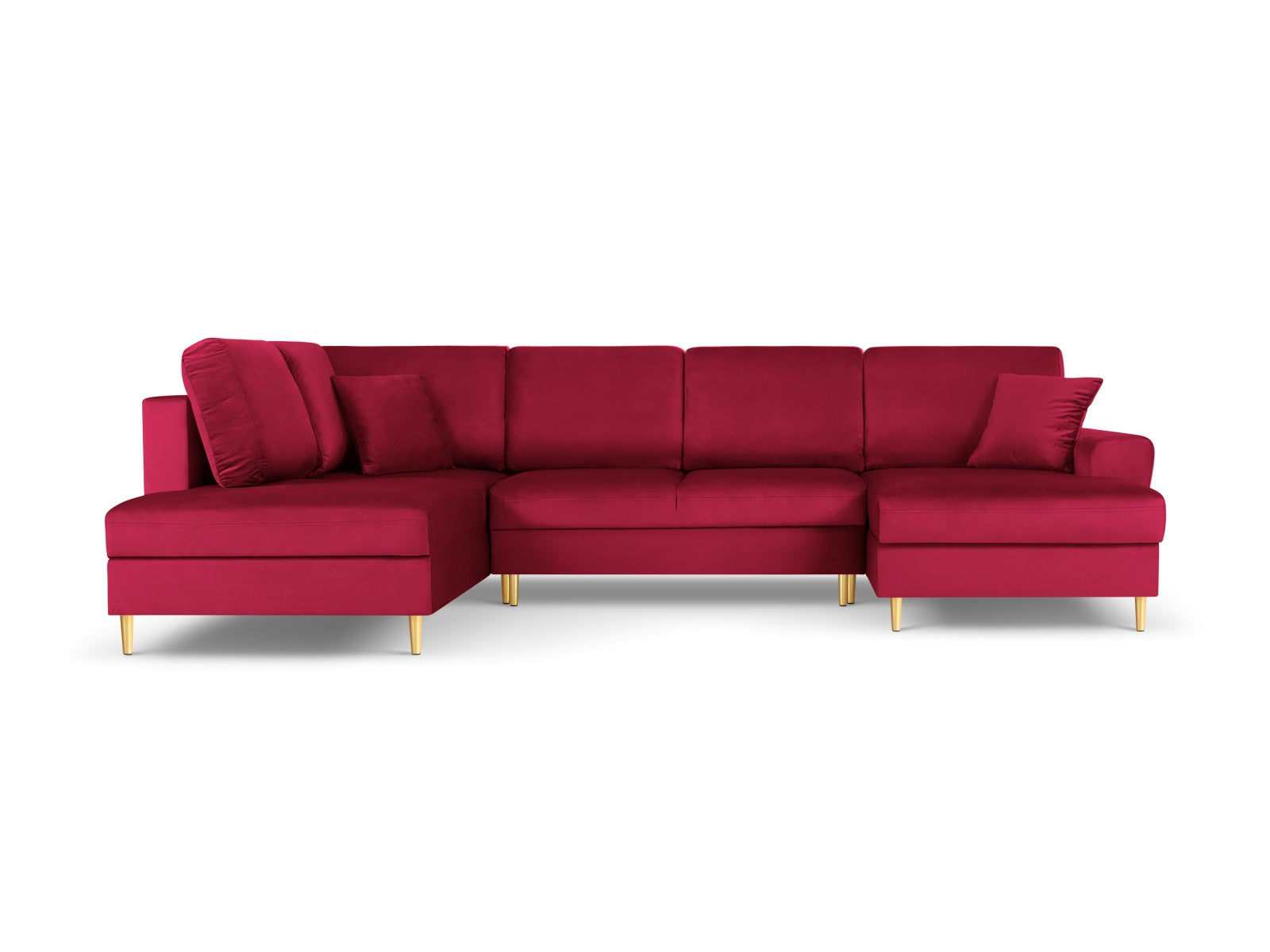 Elegantes Kyoto Velour Panoramic Ecksofa links mit Stauraum und Schlaffunktion, ideal für stilvolle Wohnräume und entspannte Nächte.