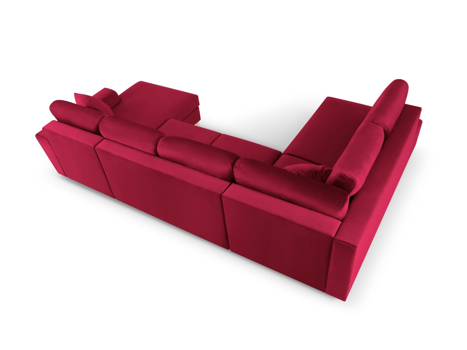 Entdecken Sie das elegante Kyoto Velour Panoramic Ecksofa links – ein 7-Sitzer mit Schlaffunktion und praktischem Stauraum für Ihr modernes Wohnzimmer.