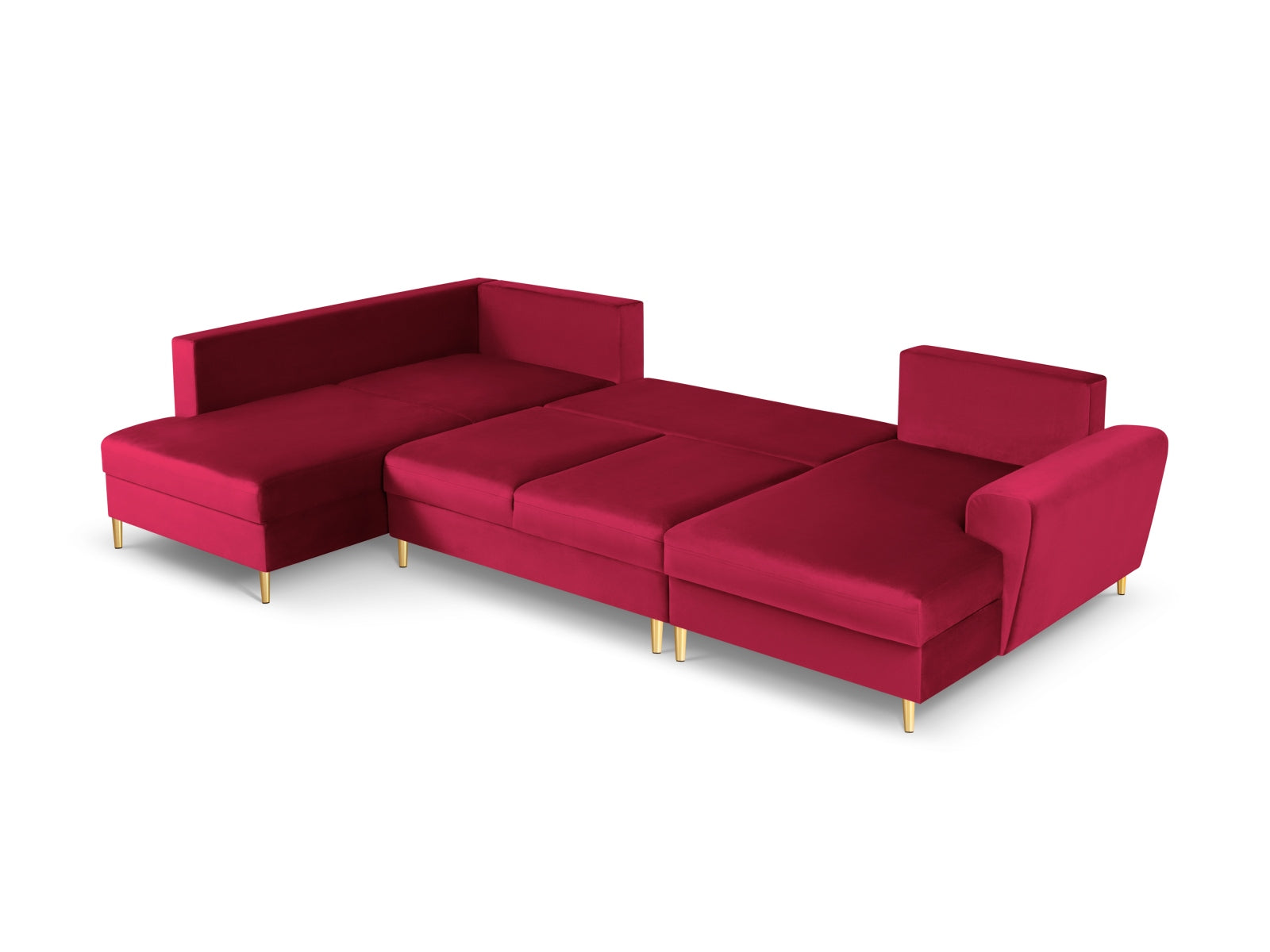 Elegantes Kyoto Velour Panoramic Ecksofa links, 7-Sitzer mit praktischem Stauraum und Schlaffunktion für gemütliche Abende und Übernachtungen.