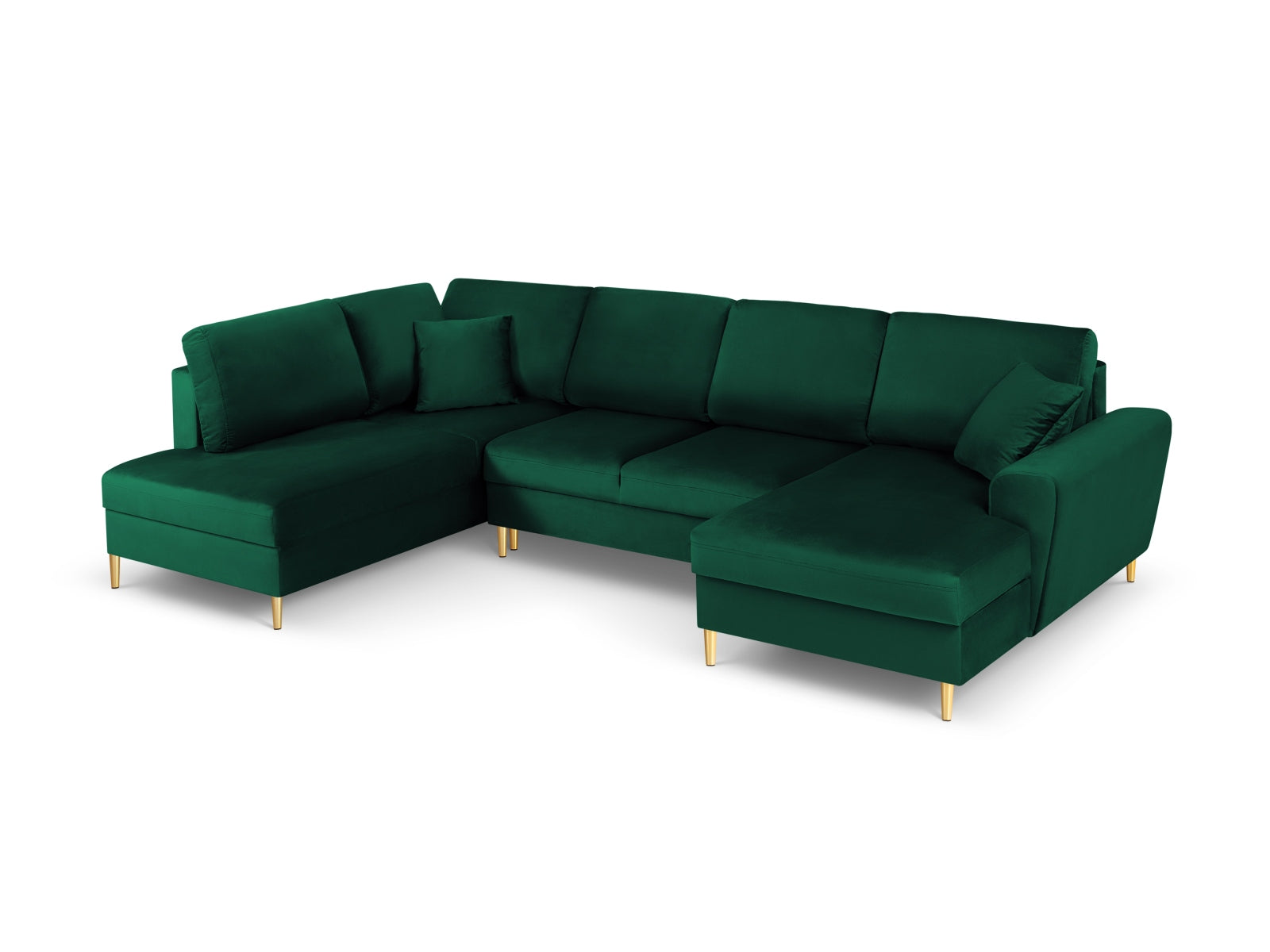 Kyoto Velour Panoramic Ecksofa links mit Stauraum und Schlaffunktion 7 Sitzer 194cm in Bottle Green-Riviera präsentiert im Onlineshop von KAQTU Design AG. Bettsofa links ist von Cosmopolitan Design