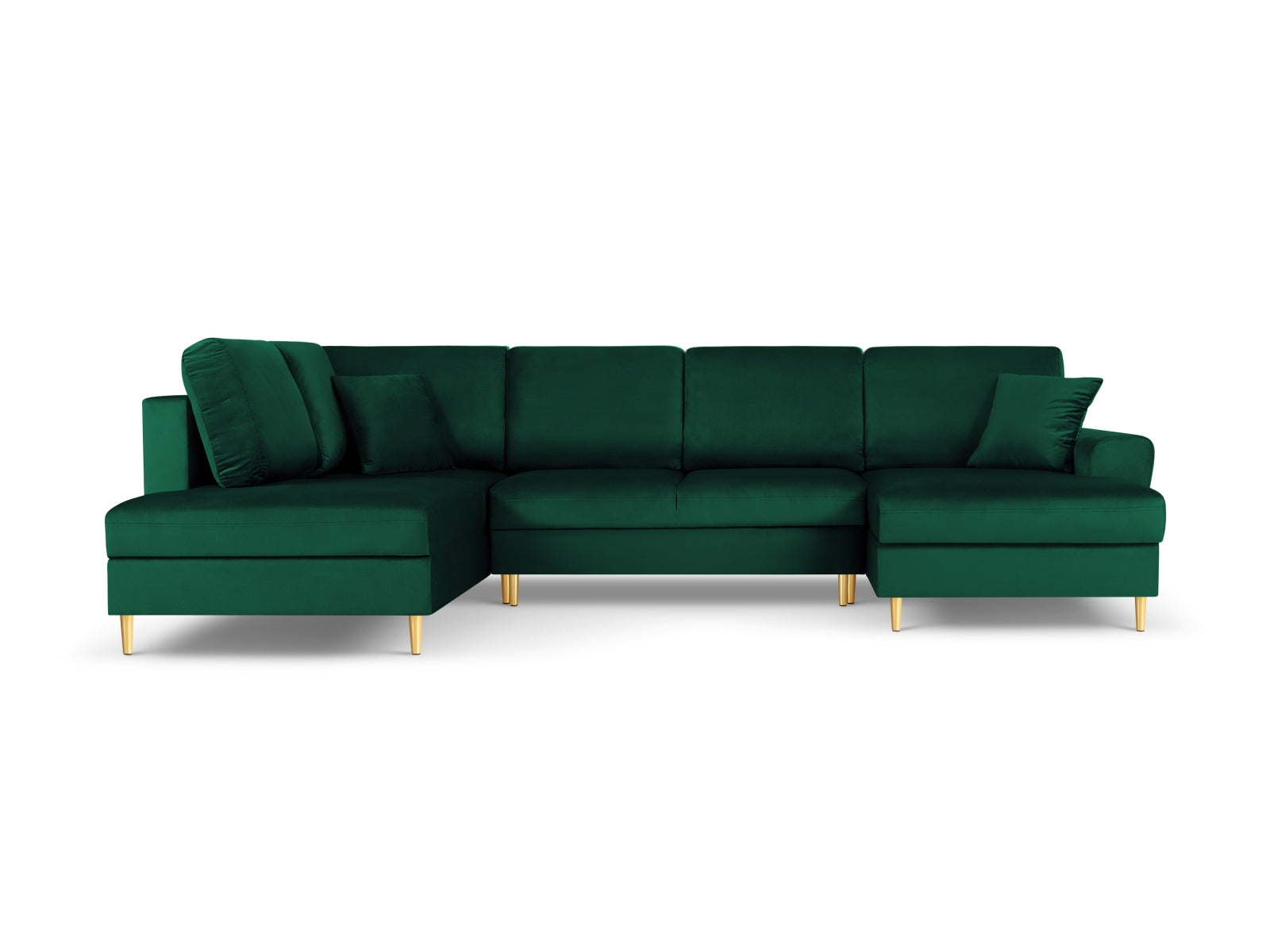 Stylisches Kyoto Velour Panoramic Ecksofa links in Bottle Green-Riviera, 7 Sitzer mit Stauraum und Schlaffunktion, ideal für moderne Wohnräume.