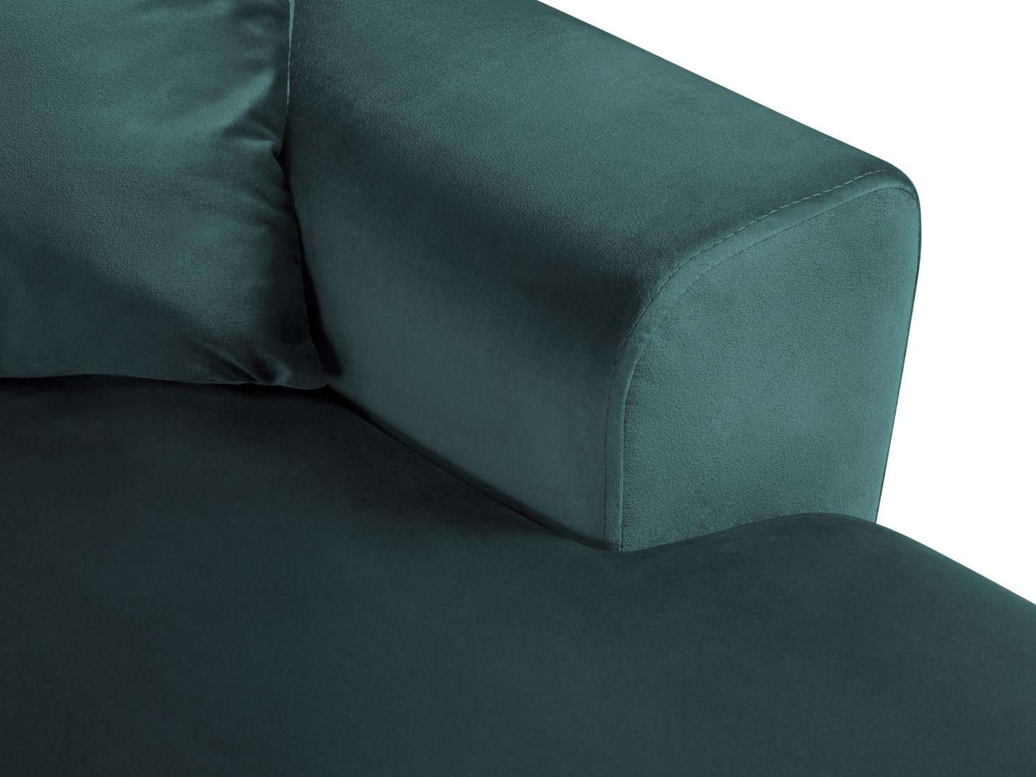Stylisches Kyoto Velour Panoramic Ecksofa links in Petrol-Riviera, 7 Sitzer, ideal für Wohnräume mit Stauraum und Schlaffunktion.
