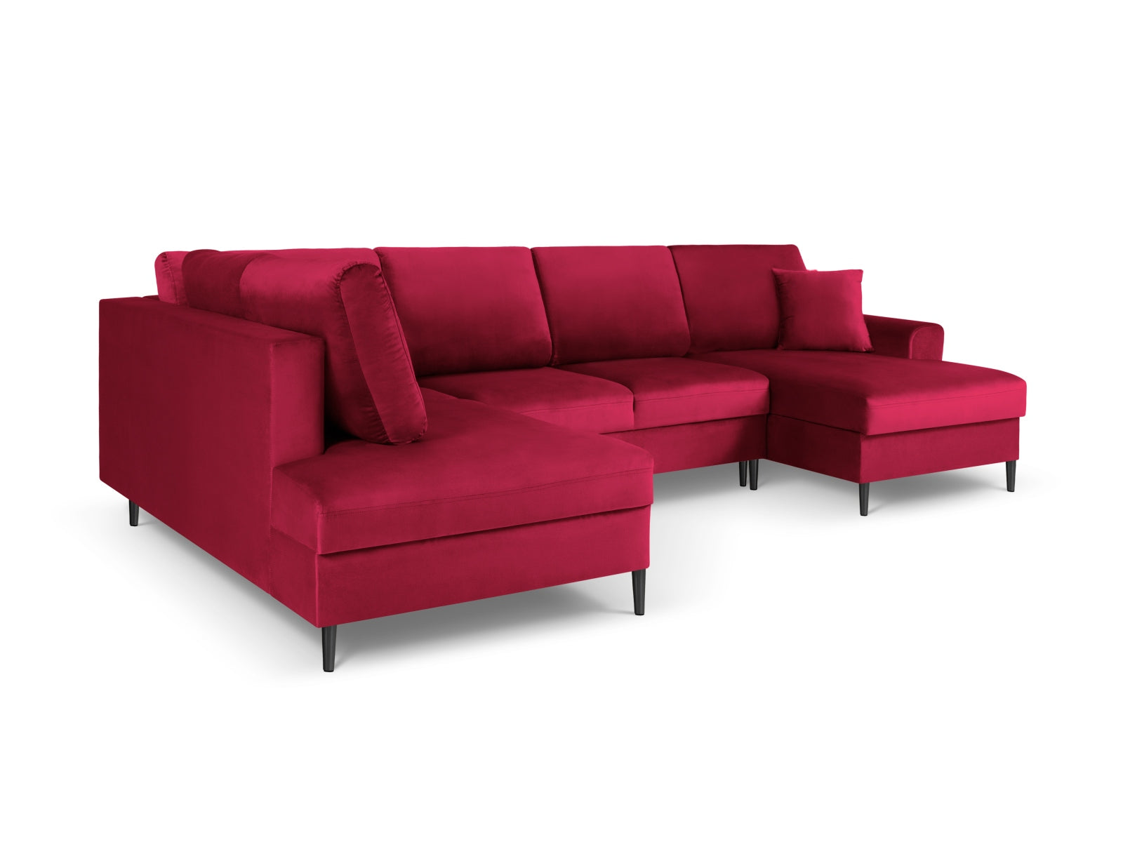 Elegantes Kyoto Velour Panoramic Ecksofa links, 7-Sitzer mit praktischem Stauraum und vielseitiger Schlaffunktion für gemütliche Abende.